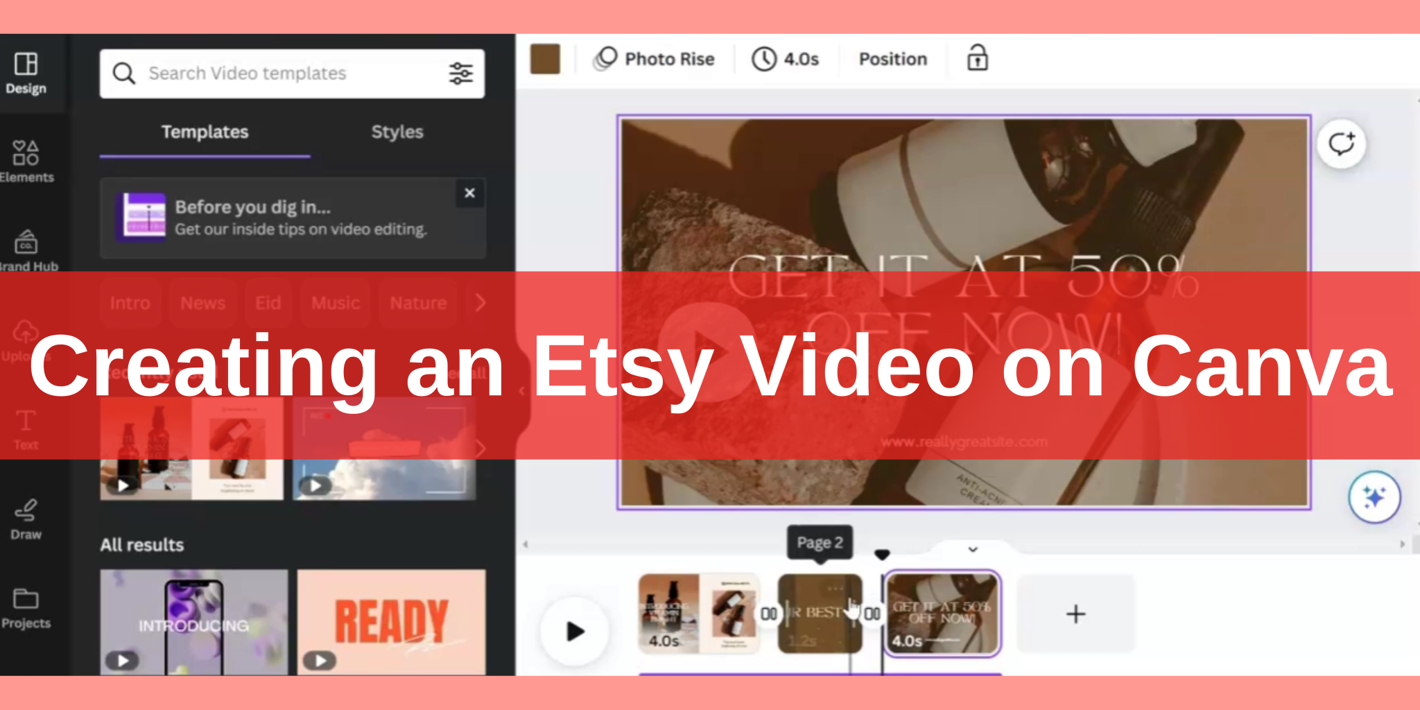 Creating an Etsy Video on Canva
