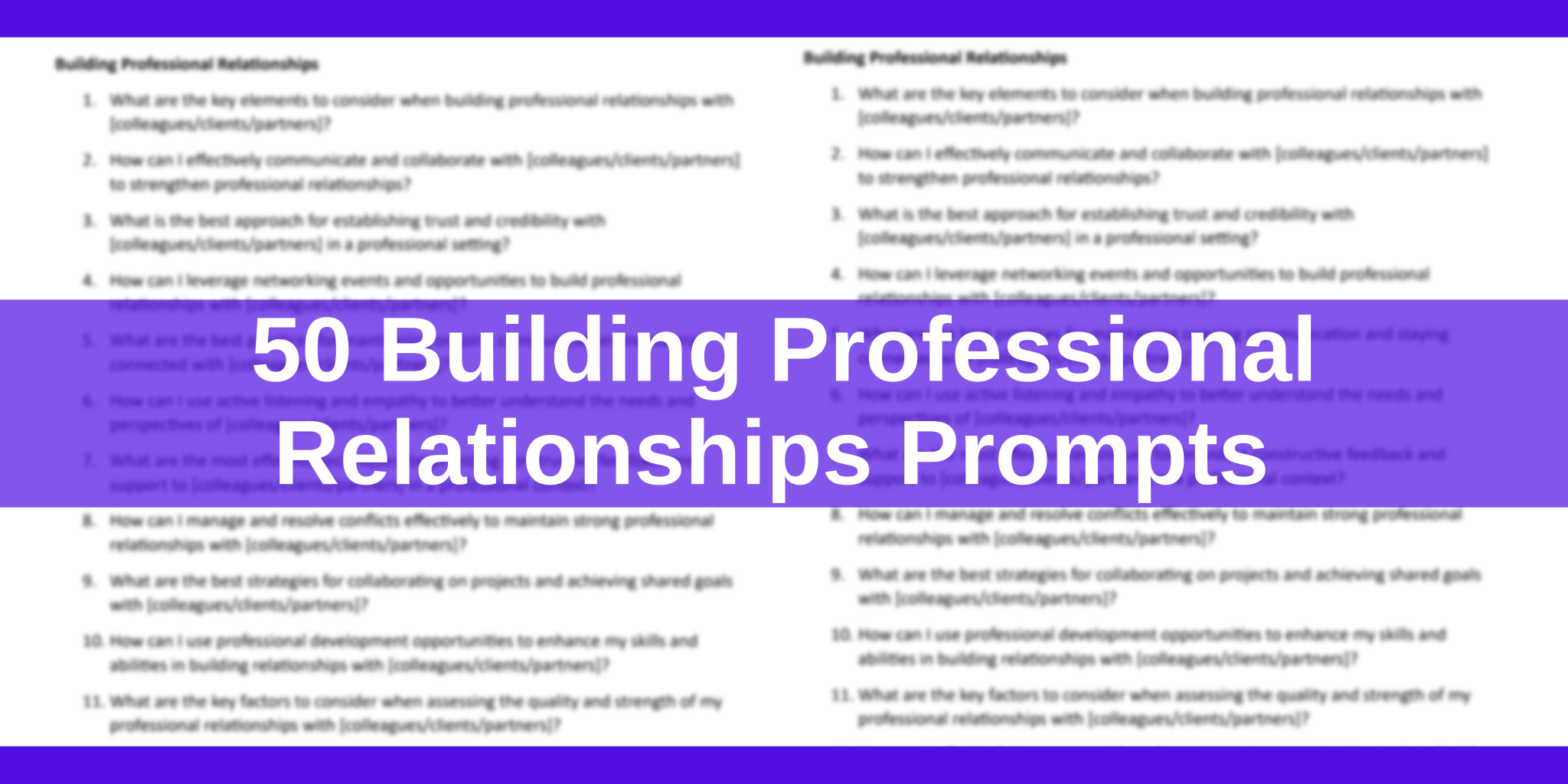 50 Building Professional Relationships Prompts Template