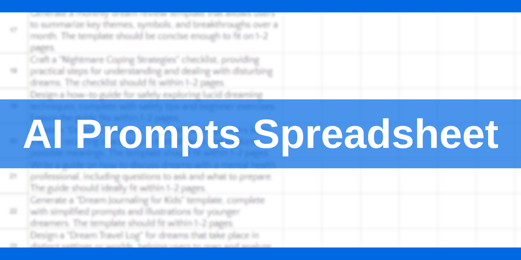 AI Prompts Spreadsheet