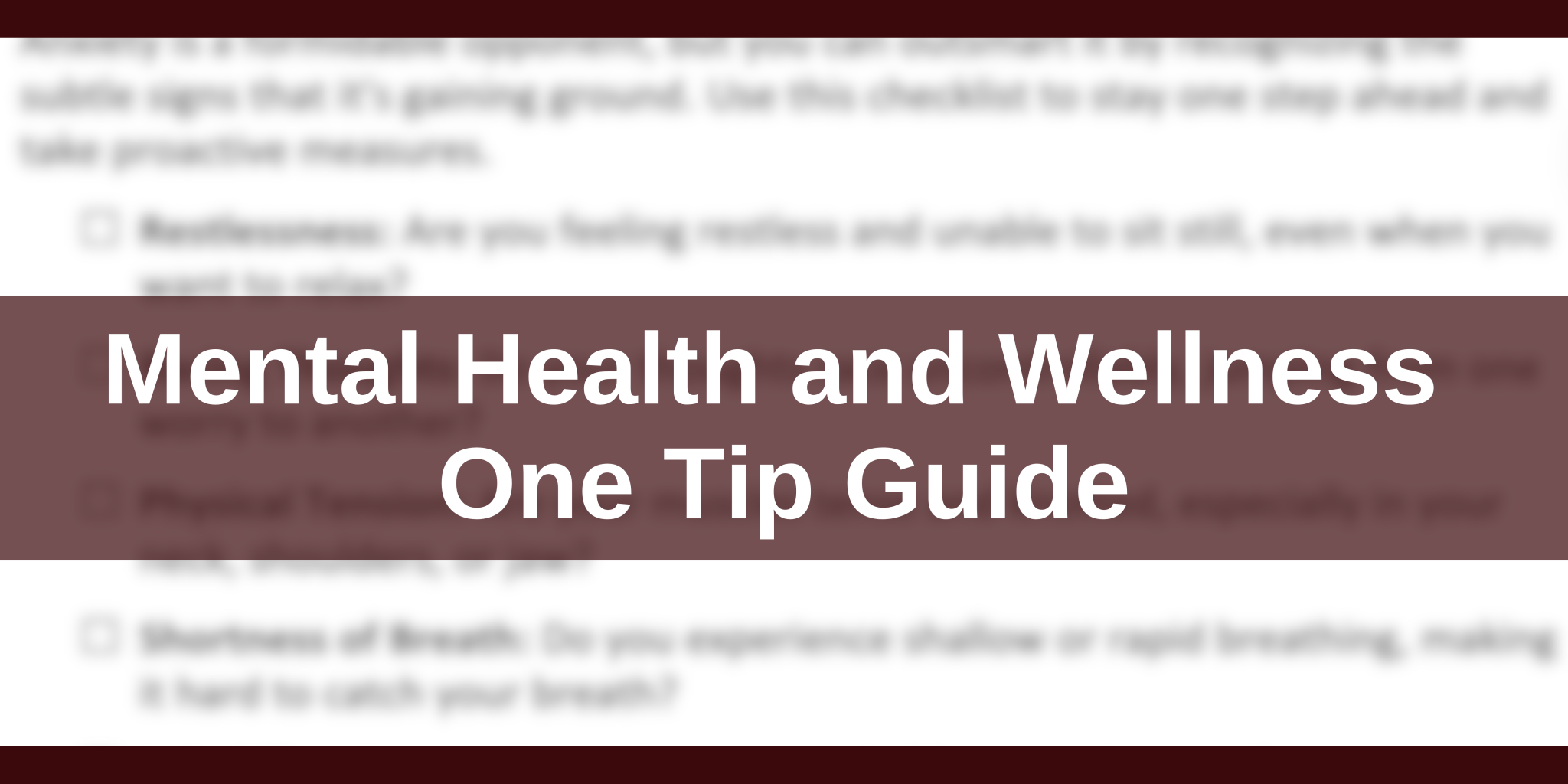 Mental Health and Wellness Reports One Tip Guide