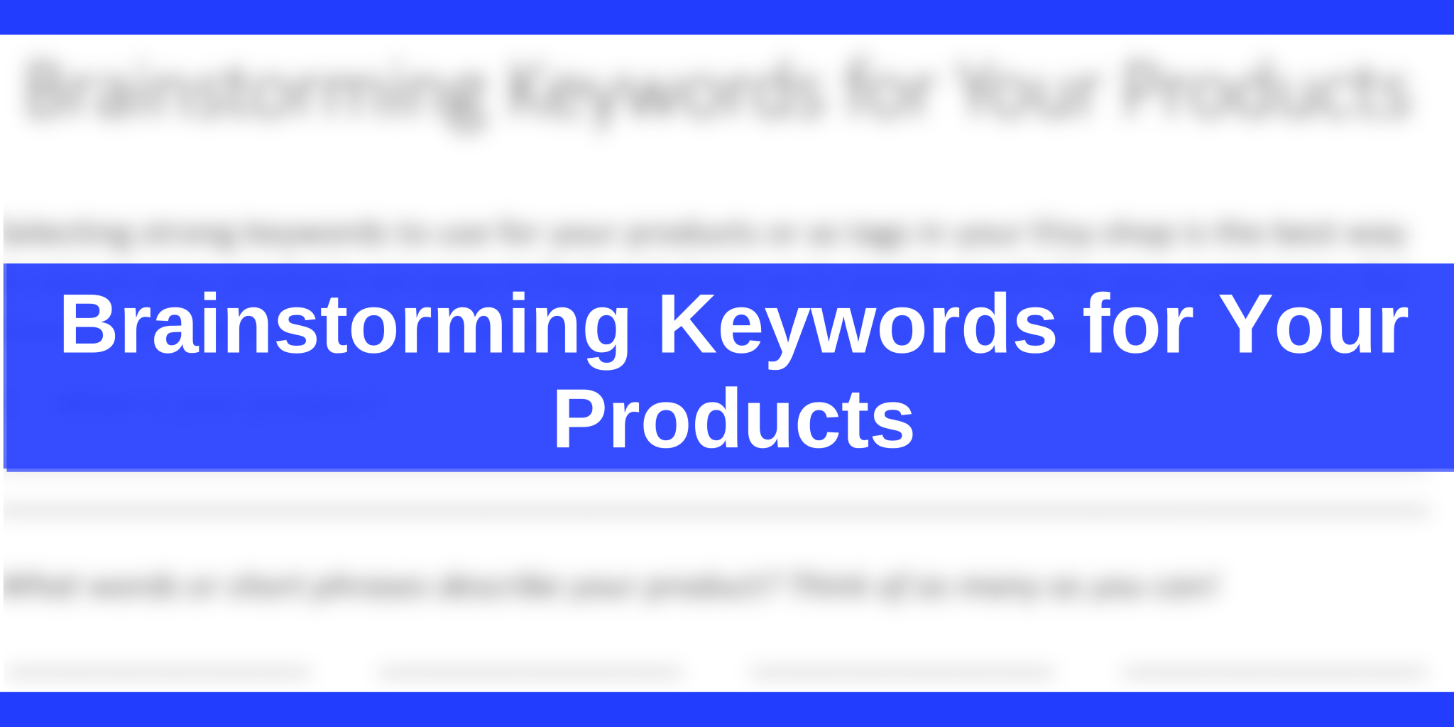 Brainstorming Keywords for Your Products