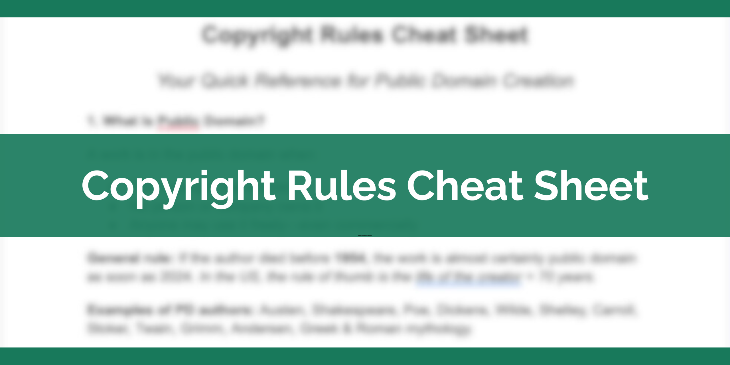 Copyright Rules Cheat Sheet