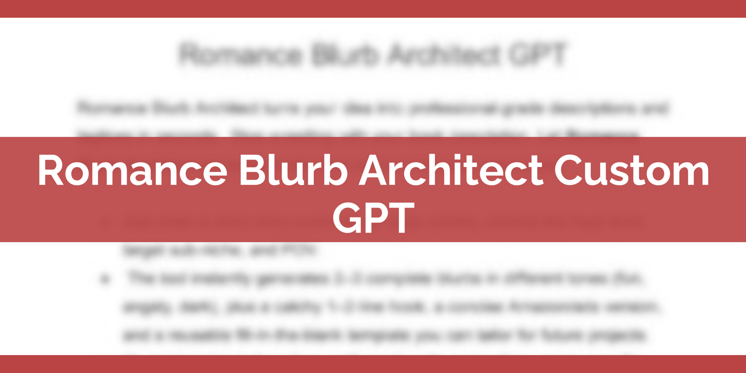 Romance Blurb Architect Custom GPT