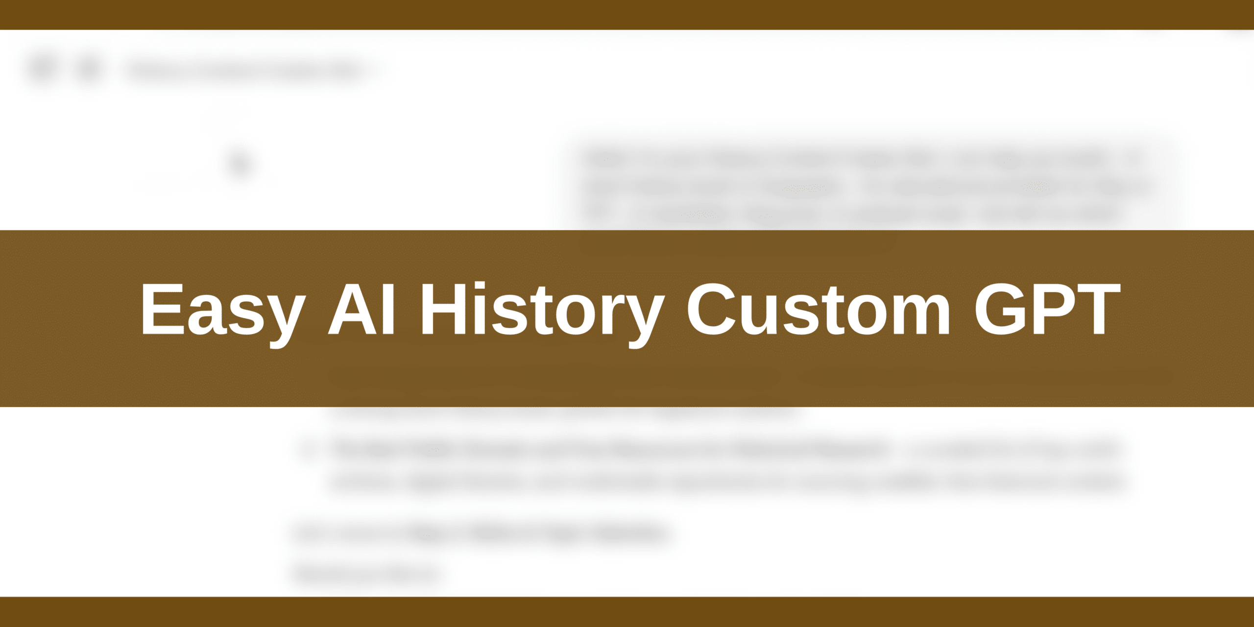 Easy AI History with Custom GPT Video