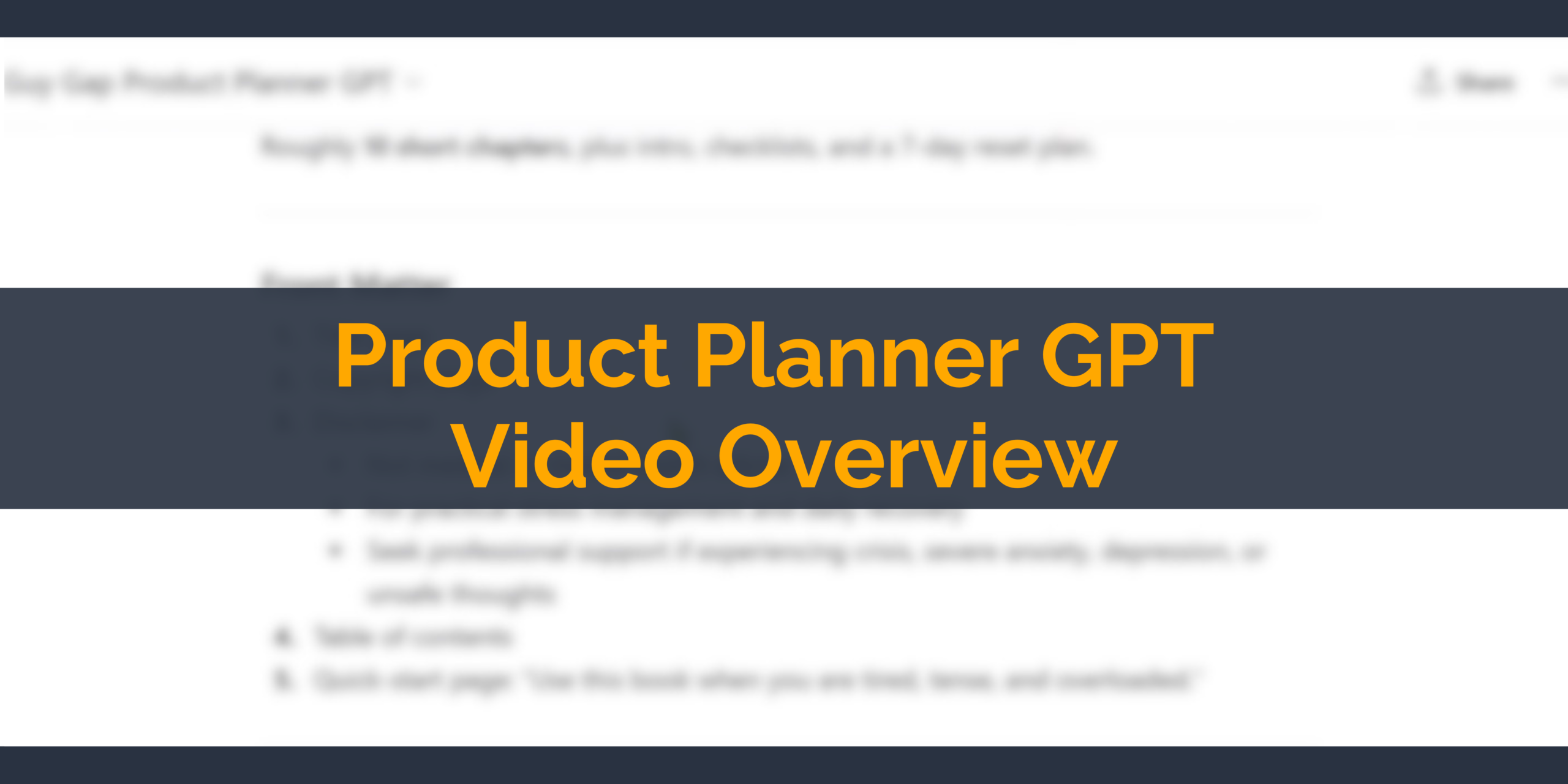 Product Planner GPT Video Overview